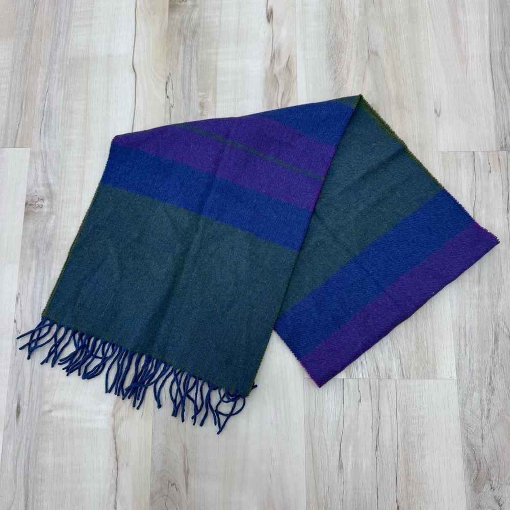 Multicolored 100% Merino Wool Scarf Made in Germany dry clean only vintage